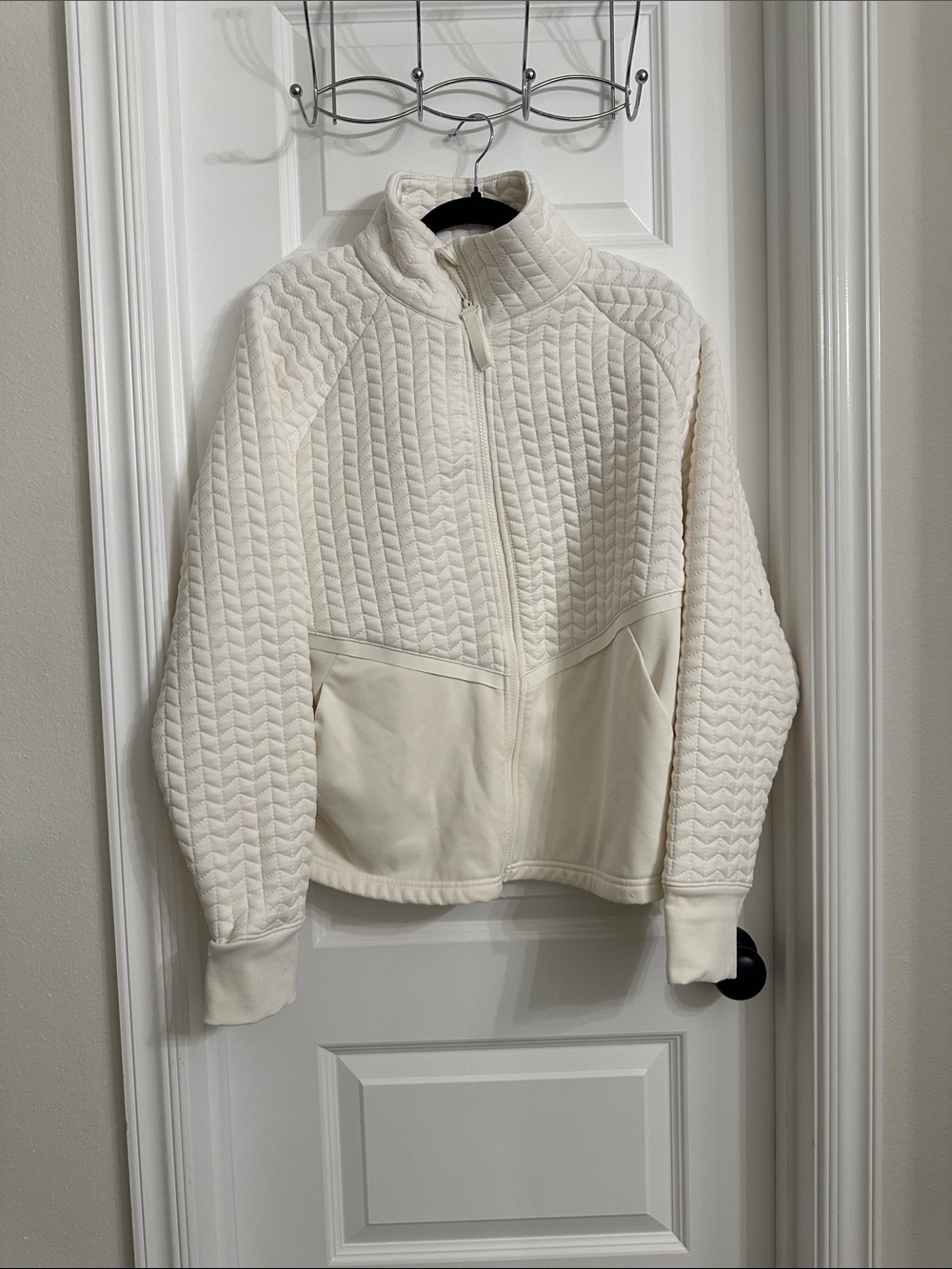 Avia Cream Quilted Full-Zip Teddy Jacket